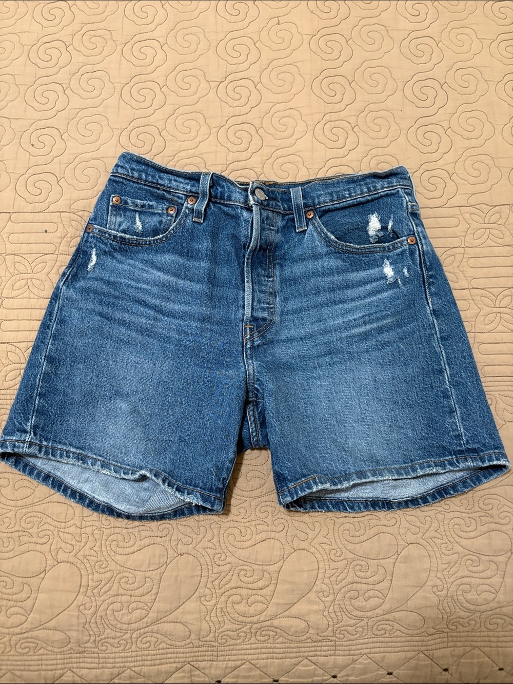 Classic High-Rise Blue Denim Shorts